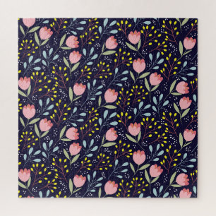 Niedliche Blüte: Farbenfrohe Blume Muster. Puzzle