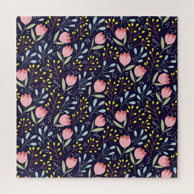 Niedliche Blüte: Farbenfrohe Blume Muster. Puzzle (Vertikal)