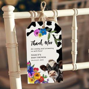 Niedliche Blüte "Heilige Kuh" Danke Moo Baby Dusch Geschenkanhänger