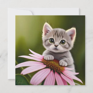 Niedliche Blütenkatze Einladung