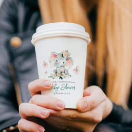 Niedliche Blütenlephant-Babydusche Pappbecher