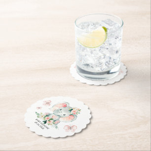 Niedliche Blütenlephant-Babydusche Untersetzer