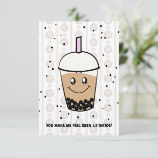 Niedliche Boba Bubble Tee Pun Flat Dankeschön Kart Dankeskarte