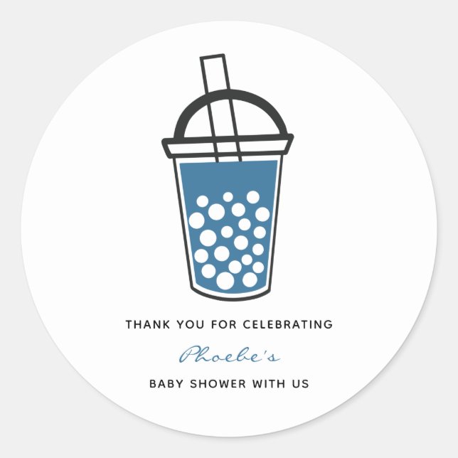 Niedliche Boba Tea Baby Dusche Danke Personalisier Runder Aufkleber (Vorderseite)