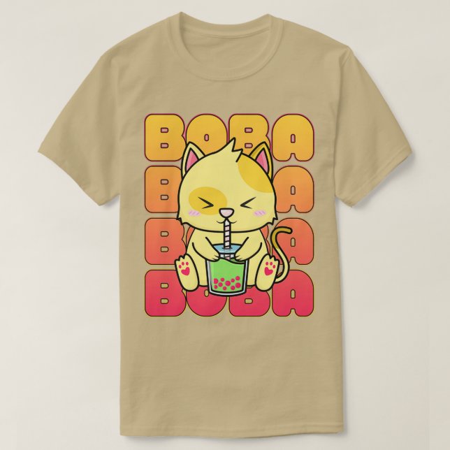 Niedliche Boba Tea Cat T-Shirt (Design vorne)