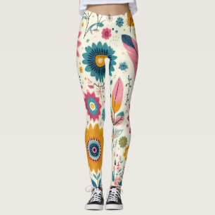 Niedliche Bohemische Blume Federn drucken Leggings
