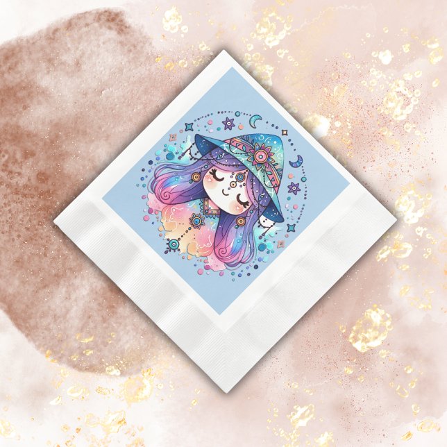 Niedliche Bohemische Königin mit blauem Hintergrun Serviette (Von Creator hochgeladen)