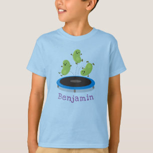 Niedliche Bohnen Springen Trampolin Cartoon Abbild T-Shirt