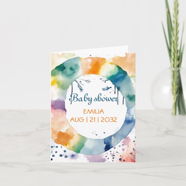 Niedliche BOHO Babydusche Einladung (Vorderseite)