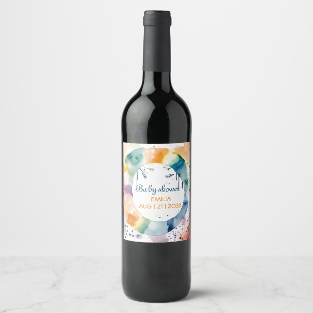 Niedliche BOHO Babydusche Weinetikett (Vorderseite)