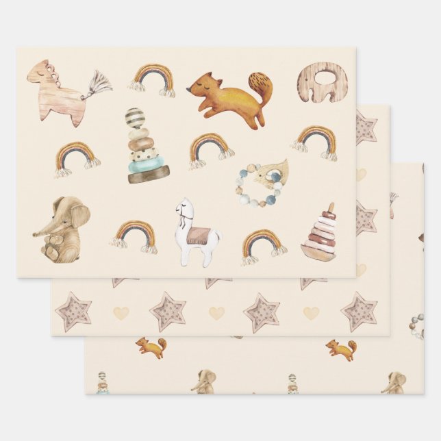 Niedliche Boho Babyduschenwaschpapier-Blätter Geschenkpapier Set (Set)