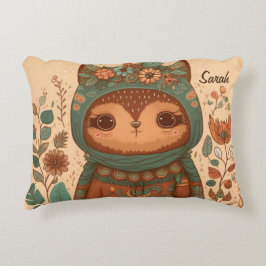Niedliche Boho-Blütenuhu Dekokissen