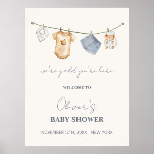 Niedliche Boho Clothesline Babydusche Empfang Poster
