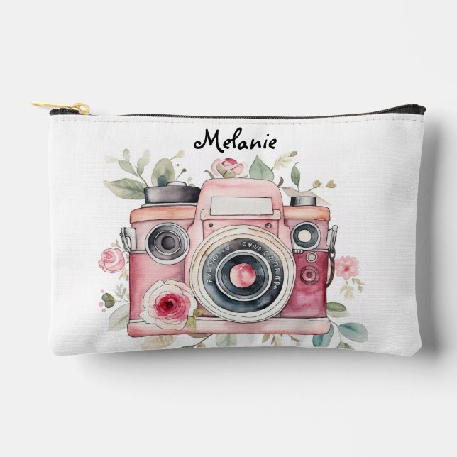 Niedliche Boho-Floral-Kamera Wasserfarbe Personali Zubehörtasche (Vorderseite)