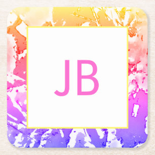 Niedliche Boho Ombre Monogram Custom Square Unters Rechteckiger Pappuntersetzer