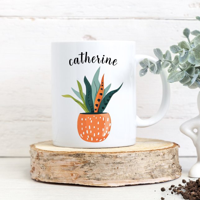 Niedliche Boho Personalisierte gepunktete Pflanze Kaffeetasse (Von Creator hochgeladen)