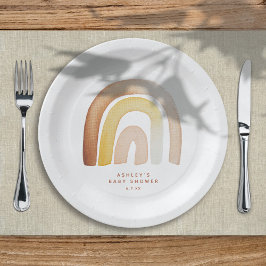 Niedliche Boho Rainbow Gender Neutral Baby Shower Pappteller