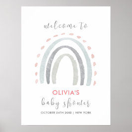 Niedliche Boho Rainbow Girl Babydusche Willkommen Poster