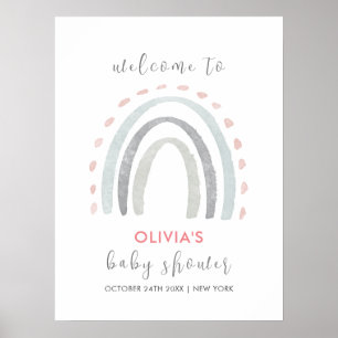 Niedliche Boho Rainbow Girl Babydusche Willkommen Poster
