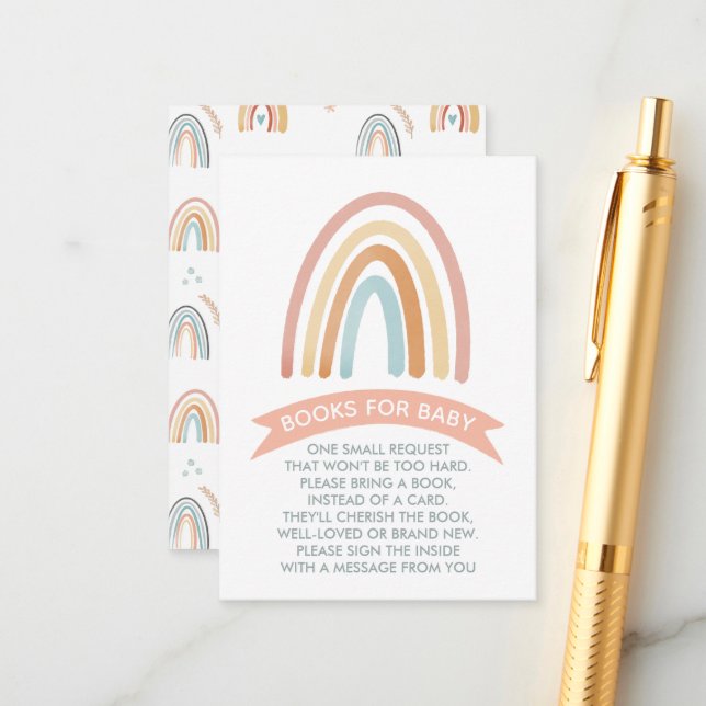 Niedliche Boho Regenbogenbücher für Baby Begleitkarte (Vorderseite/Rückseite Beispiel)