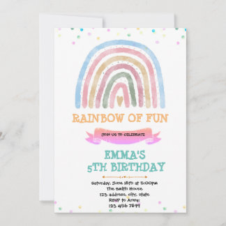 Niedliche boho-Regenbogengeburtseinladung Einladung