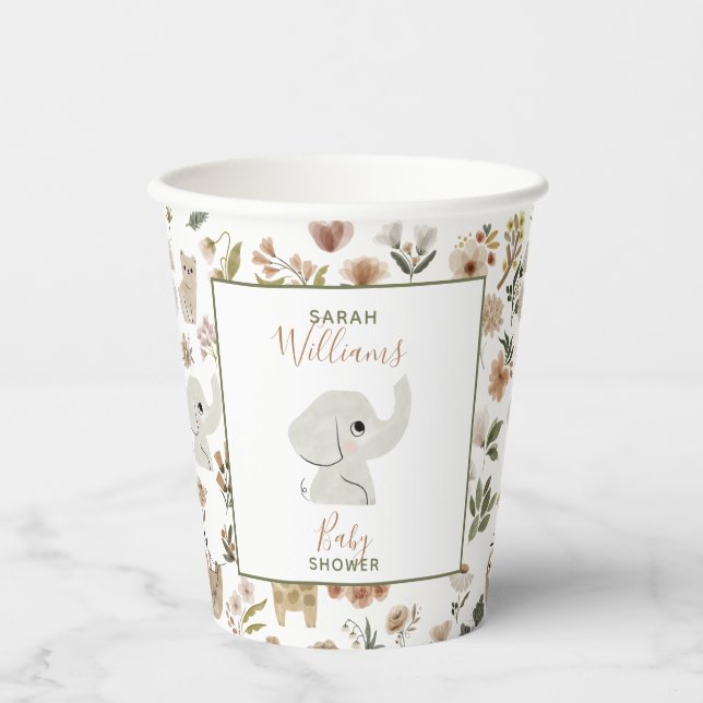 Niedliche Boho Safari Anamials Baby Showpaper Cups Pappbecher (Vorderseite)