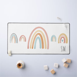 Niedliche Boho Watercolor Rainbow-Initialen Schreibtischunterlage