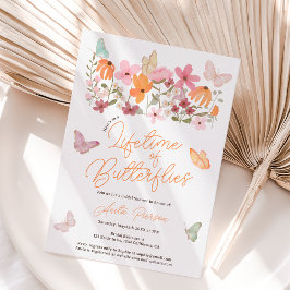 Niedliche boho Wildblumen Schmetterlinge Brautpart Einladung