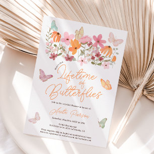 Niedliche boho Wildblumen Schmetterlinge Brautpart Einladung