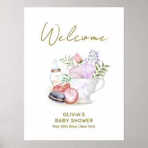 Niedliche Bonjour Macarons Milk Tea Baby Dusche Wi Poster