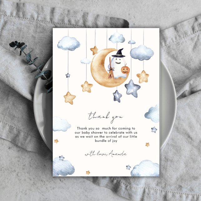 Niedliche Boo Moon Stars Kinderdusche Dankeskarte (Cute A Little Boo Moon Stars Baby Shower Thank You Card)
