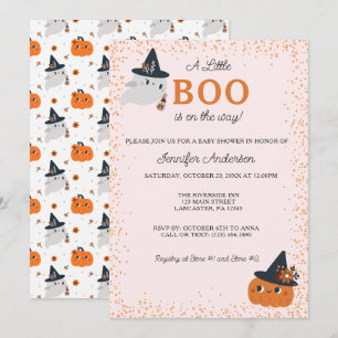 Niedliche Boo Pumpkin und Ghost Baby Dusche Einladung
