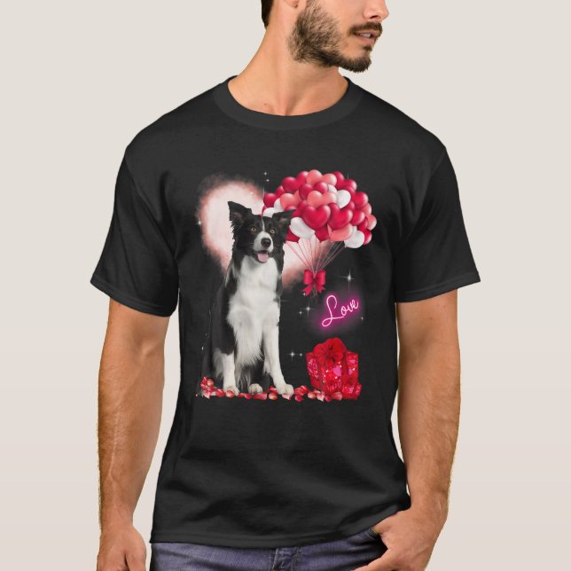 Niedliche Border Collie Ballon Herzlich Willkommen T-Shirt (Vorderseite)
