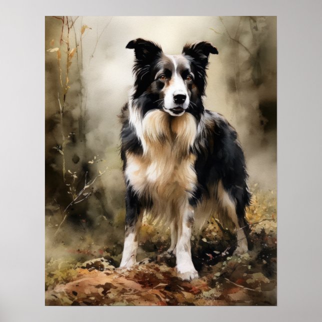 Niedliche Border Collie Dog Art Print Poster (Vorne)