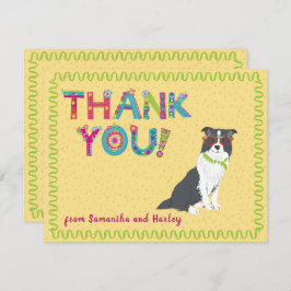 Niedliche Border Collie Dog farbenfrohe Blumenbrie Dankeskarte