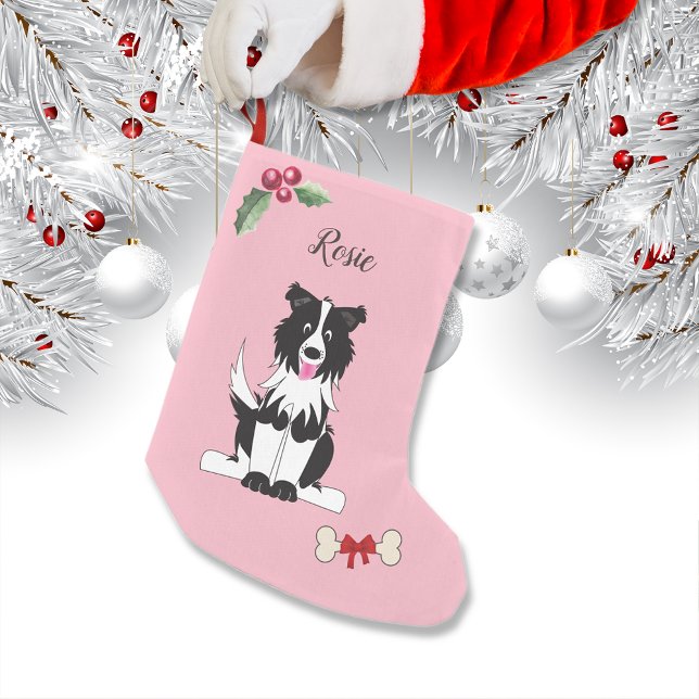 Niedliche Border Collie Dog Monogramm Kleiner Weihnachtsstrumpf (Von Creator hochgeladen)