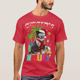 Niedliche Border Collie in Weihnachtsmannmütze Son T-Shirt