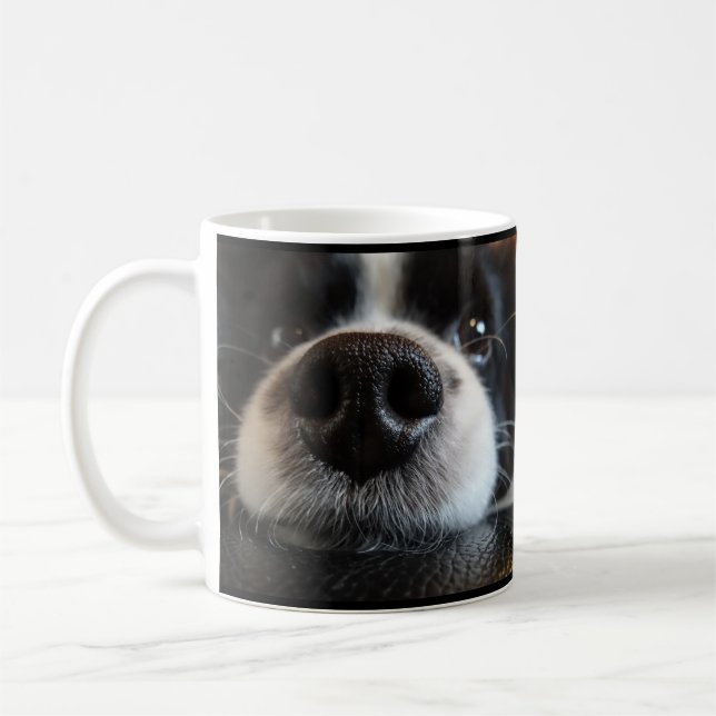 Niedliche Border Collie Nose Nah-up Kaffeetasse (Links)