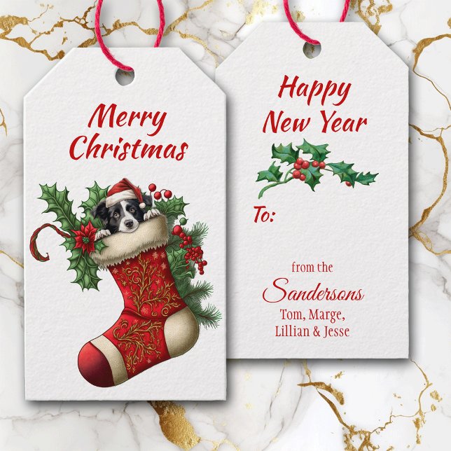 Niedliche Border Collie Puppy Peeking Geschenkanhänger (Von Creator hochgeladen)