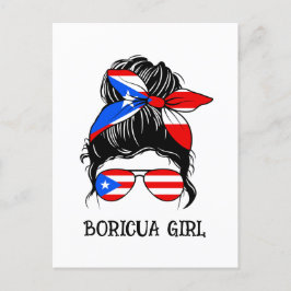 Niedliche Boricua Girl Puerto Rico Flag Postkarte