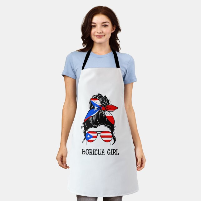 Niedliche Boricua Girl Puerto Rico Flag Schürze (Getragen)