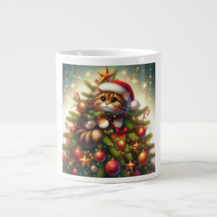 Niedliche, bösartige Katze im Weihnachtsbaum Jumbo-Tasse