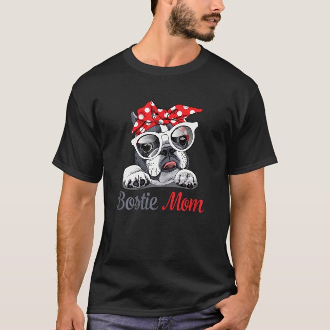 Niedliche Bostie Mama Hunde für Hunde T-Shirt (Vorderseite)