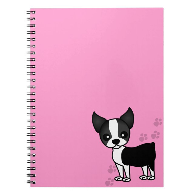 Niedliche Boston-Terrier-Cartoon-Tatzen-Drucke - Notizblock (Vorderseite)