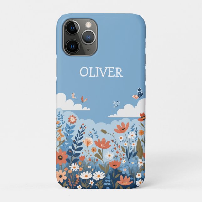 Niedliche botanische Elegante Wildblumen Personali Case-Mate iPhone Hülle (Rückseite)