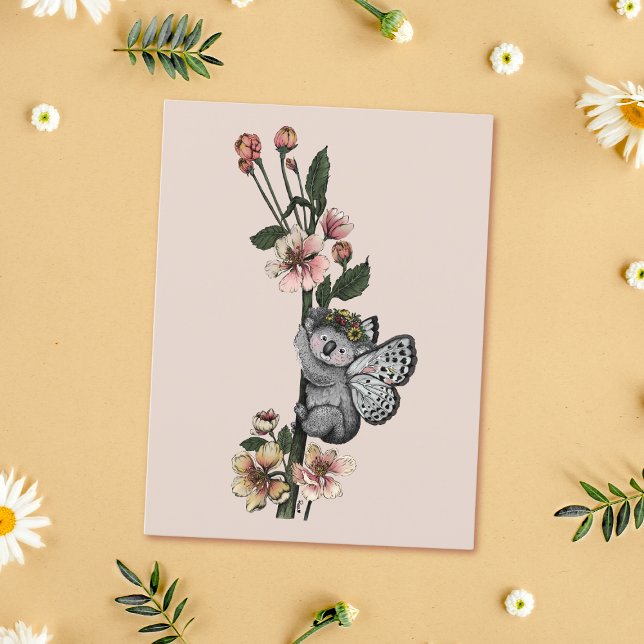 Niedliche botanische Koala Beary Watercolor Illust Postkarte (Von Creator hochgeladen)