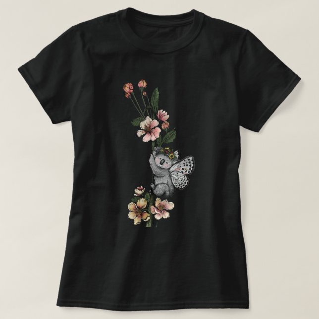 Niedliche botanische Koala Beary Watercolor Illust T-Shirt (Design vorne)