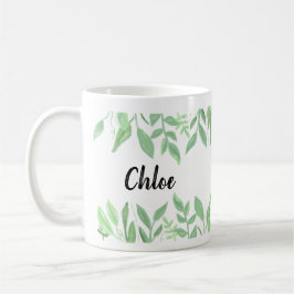 Niedliche botanische Watercolor-Namen-Tasse Kaffeetasse