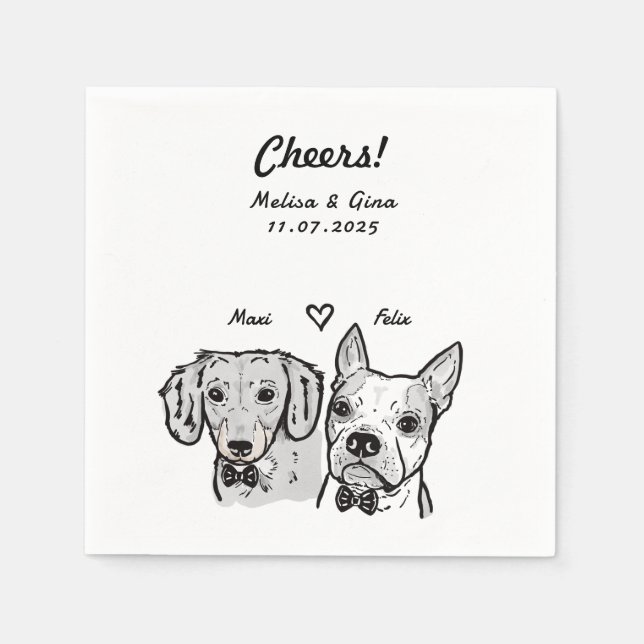 Niedliche Bow Krawatte Dackel Boston Terrier Dog W Serviette (Vorderseite)