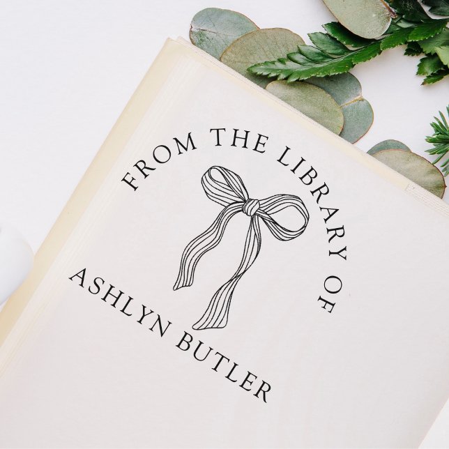 Niedliche Bow Personal Library Book Self-Inking Br Permastempel (Von Creator hochgeladen)